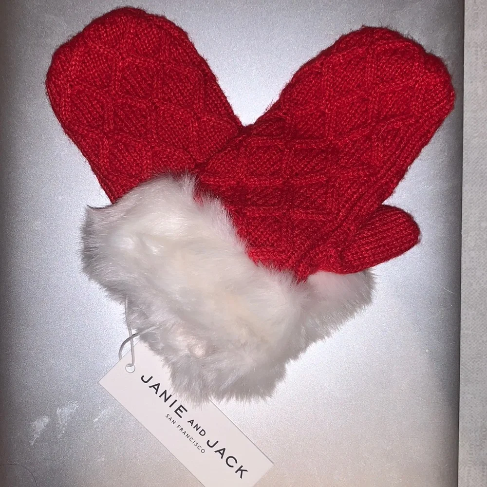 Janie and Jack Faux Fur Sweater Mittens - NWT
